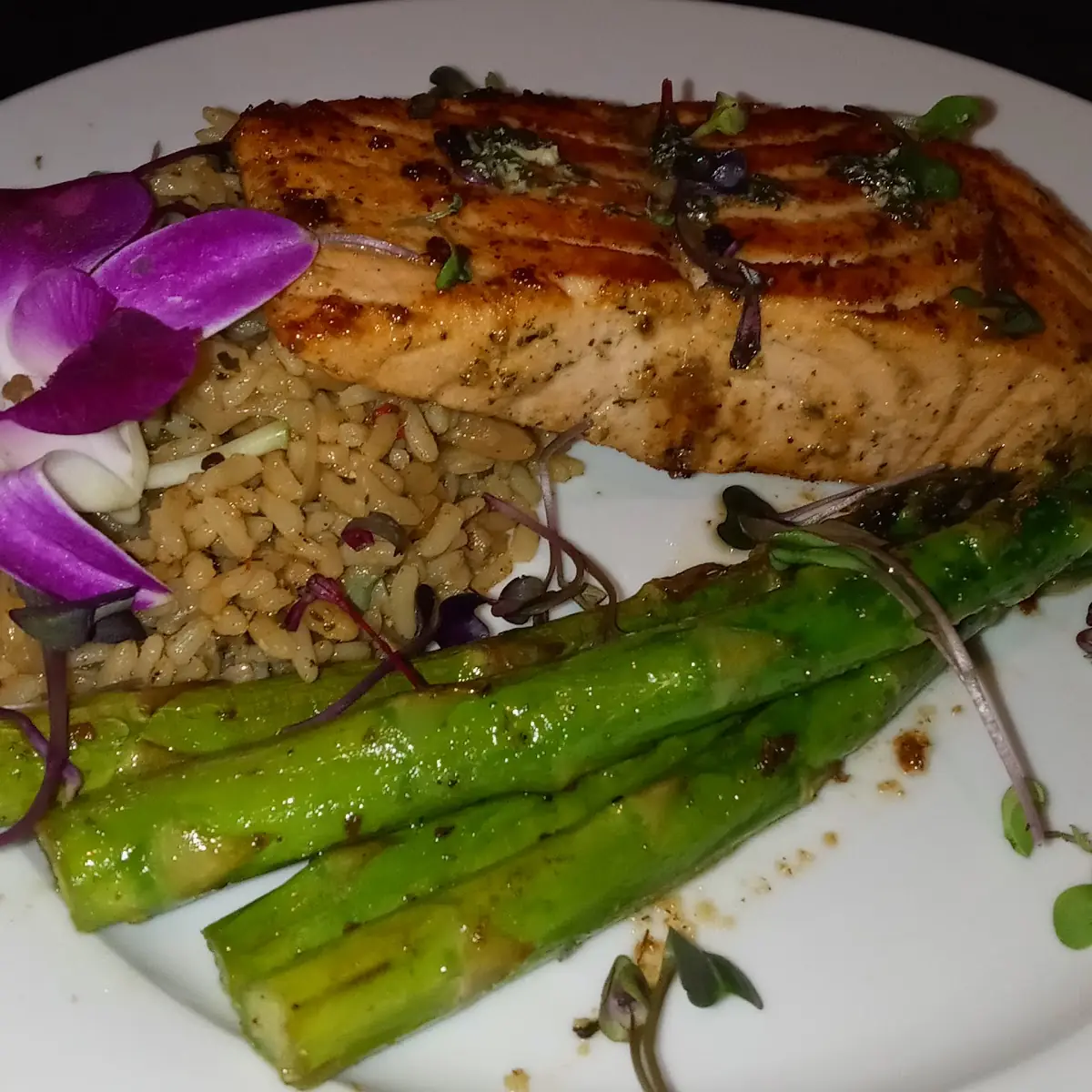 Salmon Asparagus and Wild Rice Pilaf