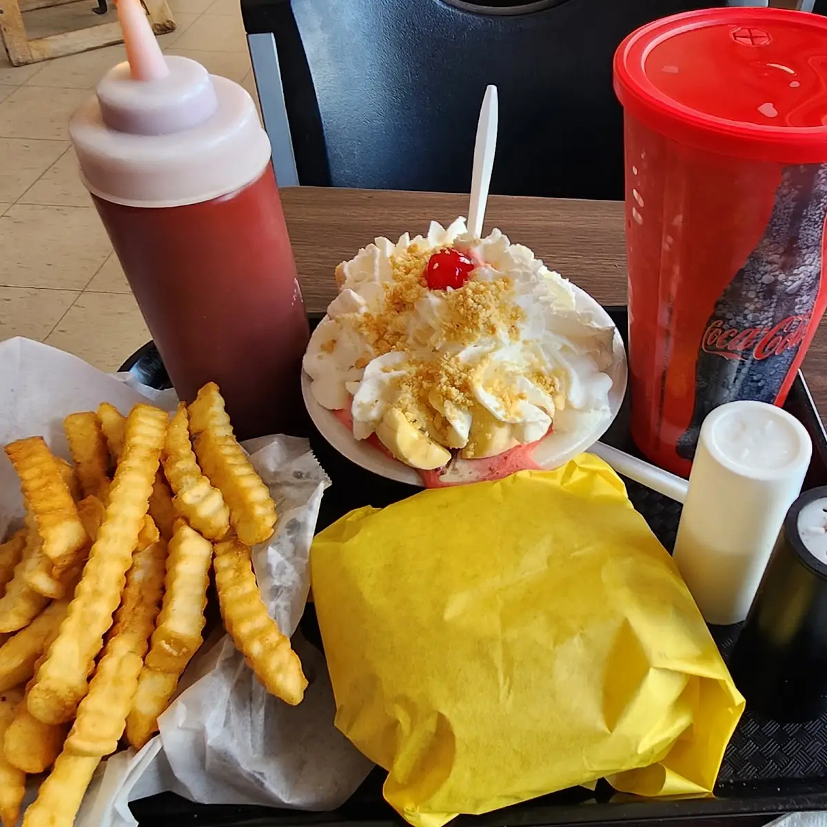 Pop's Double Meat Burger Combo w Banana Split