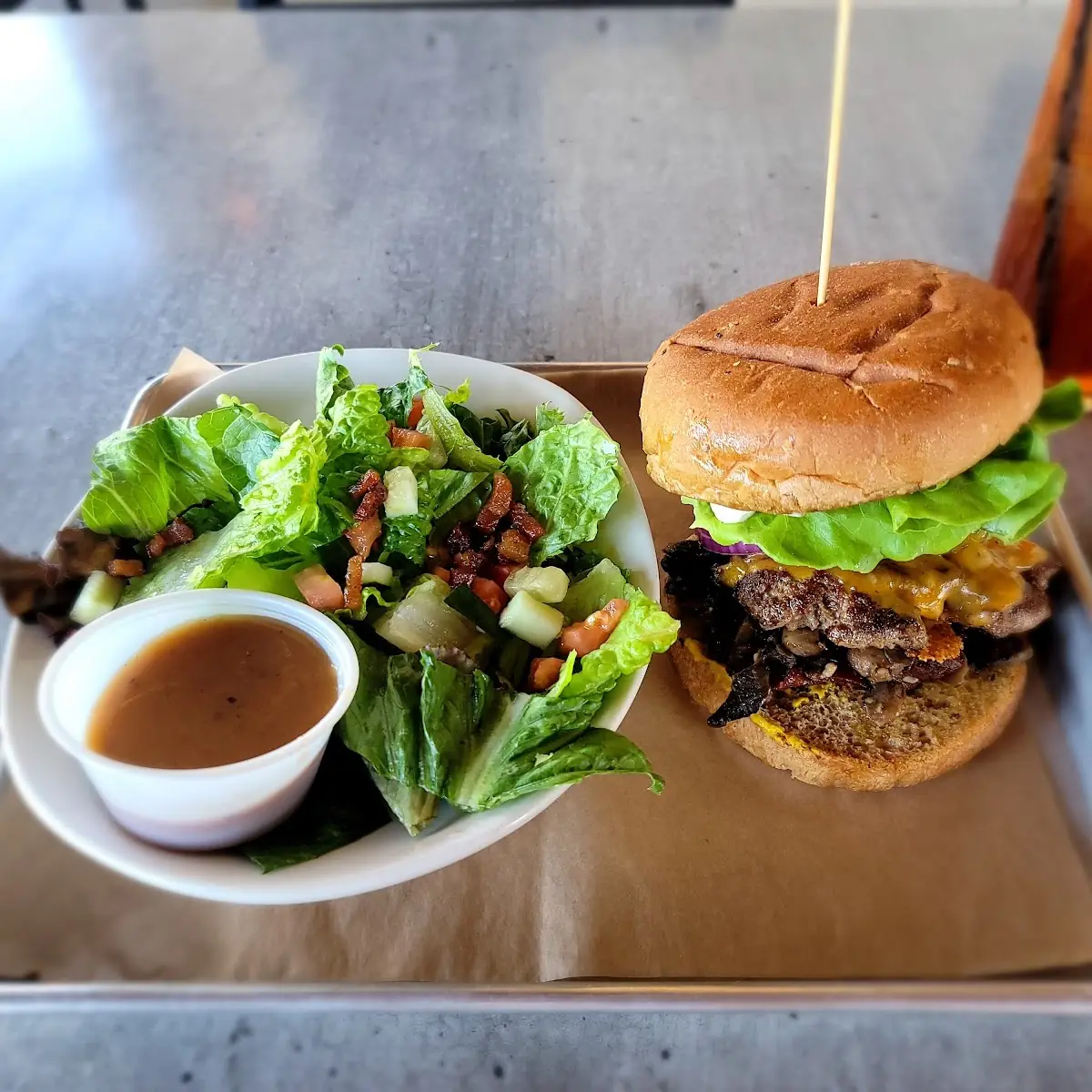 Burger with Side Salad