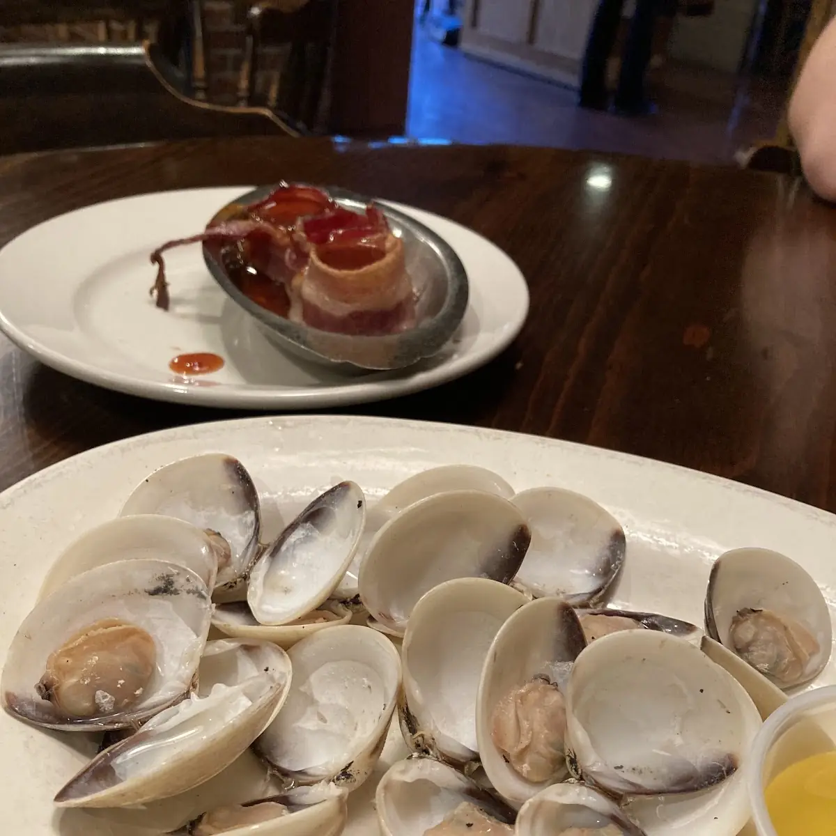 Steamed Clams and Bacon Wrapped Scallops