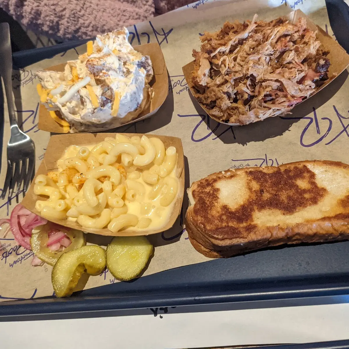 Mac and Cheese Potato Salad Pork and Bread