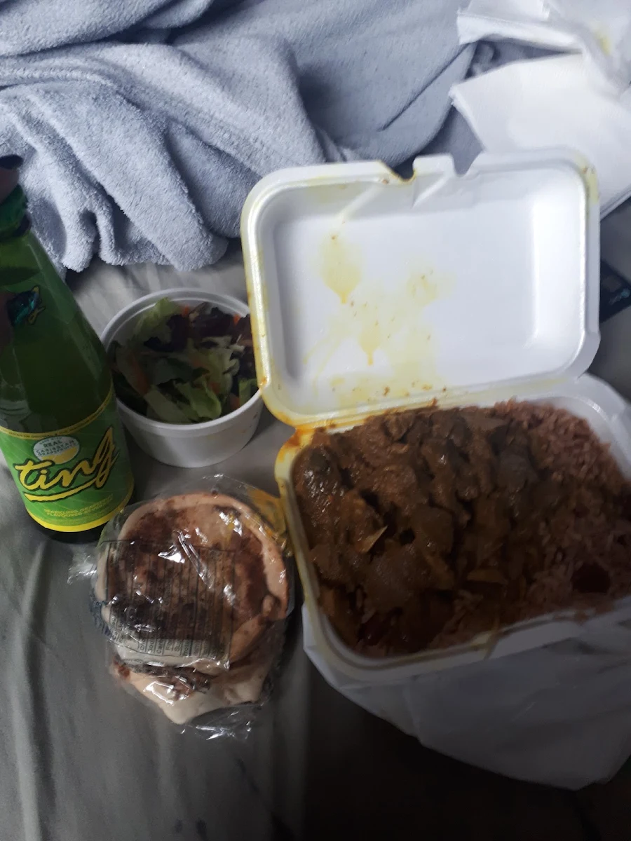 Curry Goat and Rice and Peas