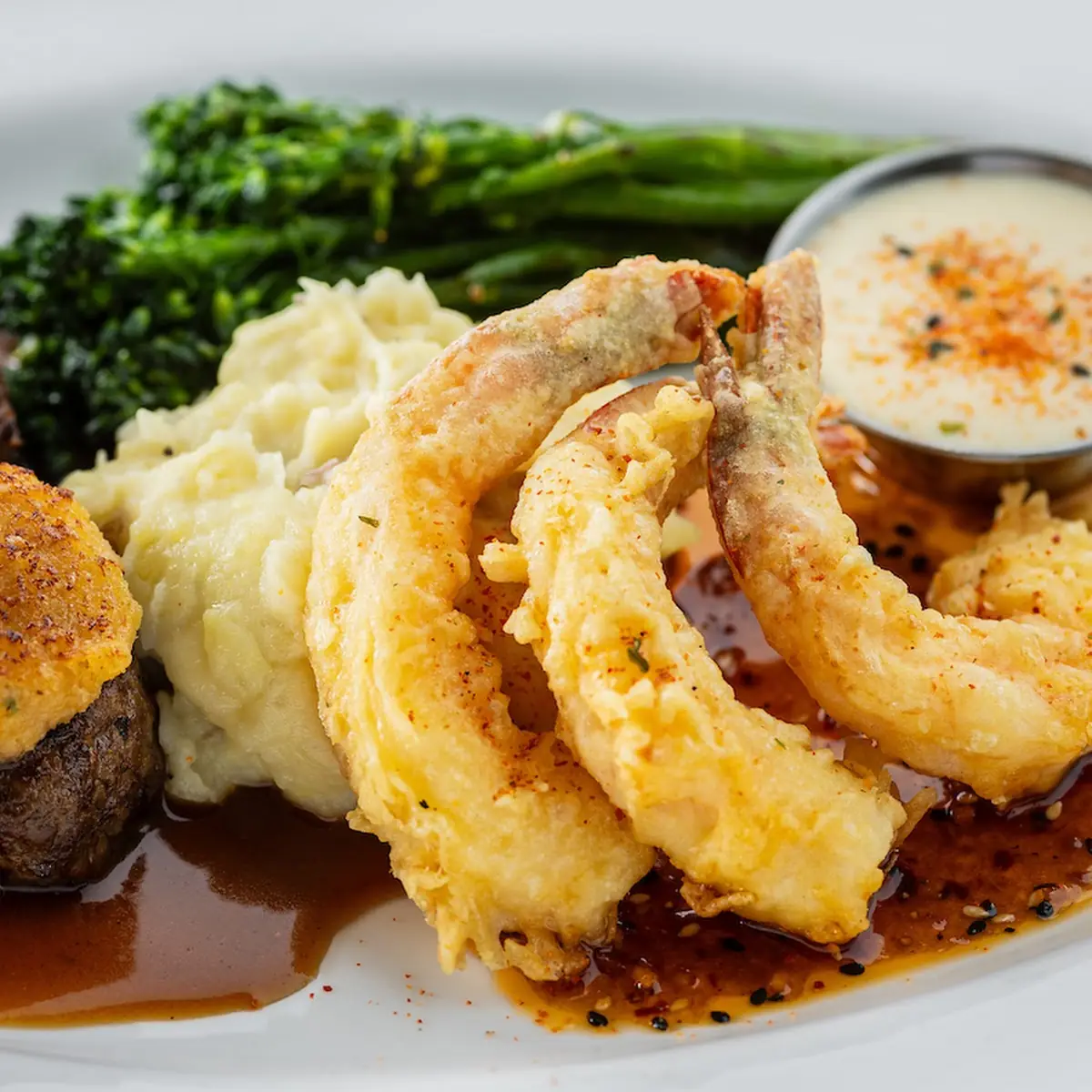 Crab-Crusted Medallions & Tempura Shrimp