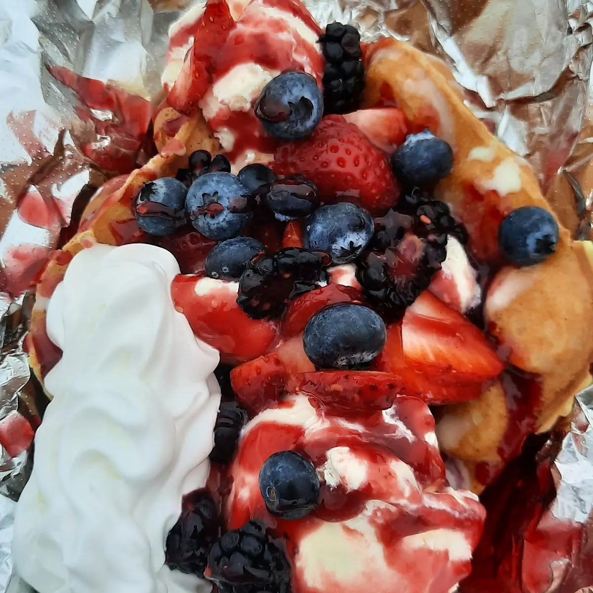 Berries and Cream Bubble Waffle