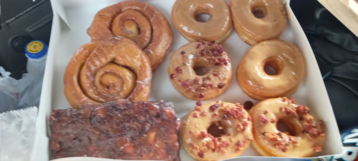 Maple Doughnuts Maple Bacon Donuts Apple Fritter and Cinnamon Rolls