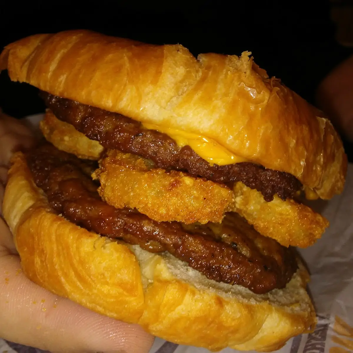 Sausage & Cheese Croissant with Hash Browns