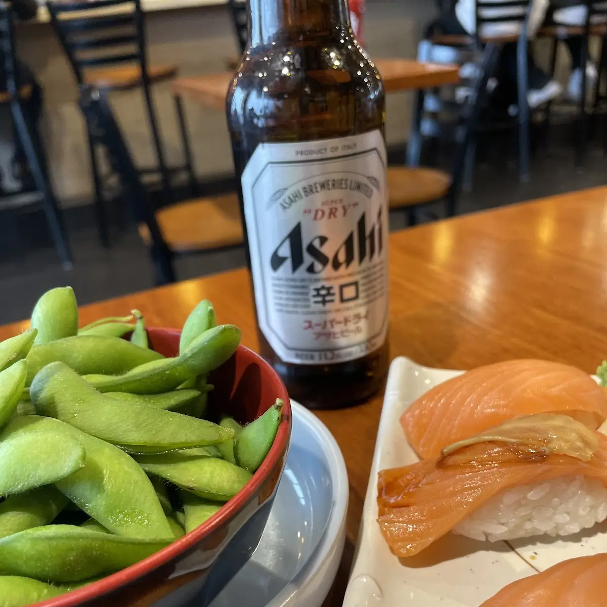 Salmon Sushi & Edamame