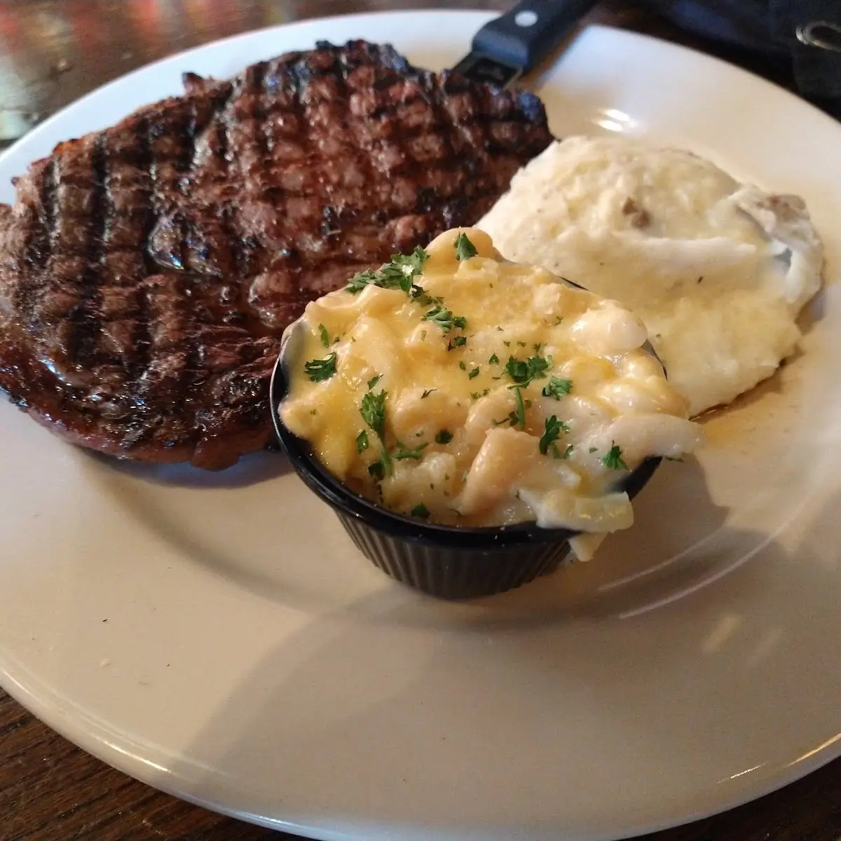 Steak and Mac and Cheese