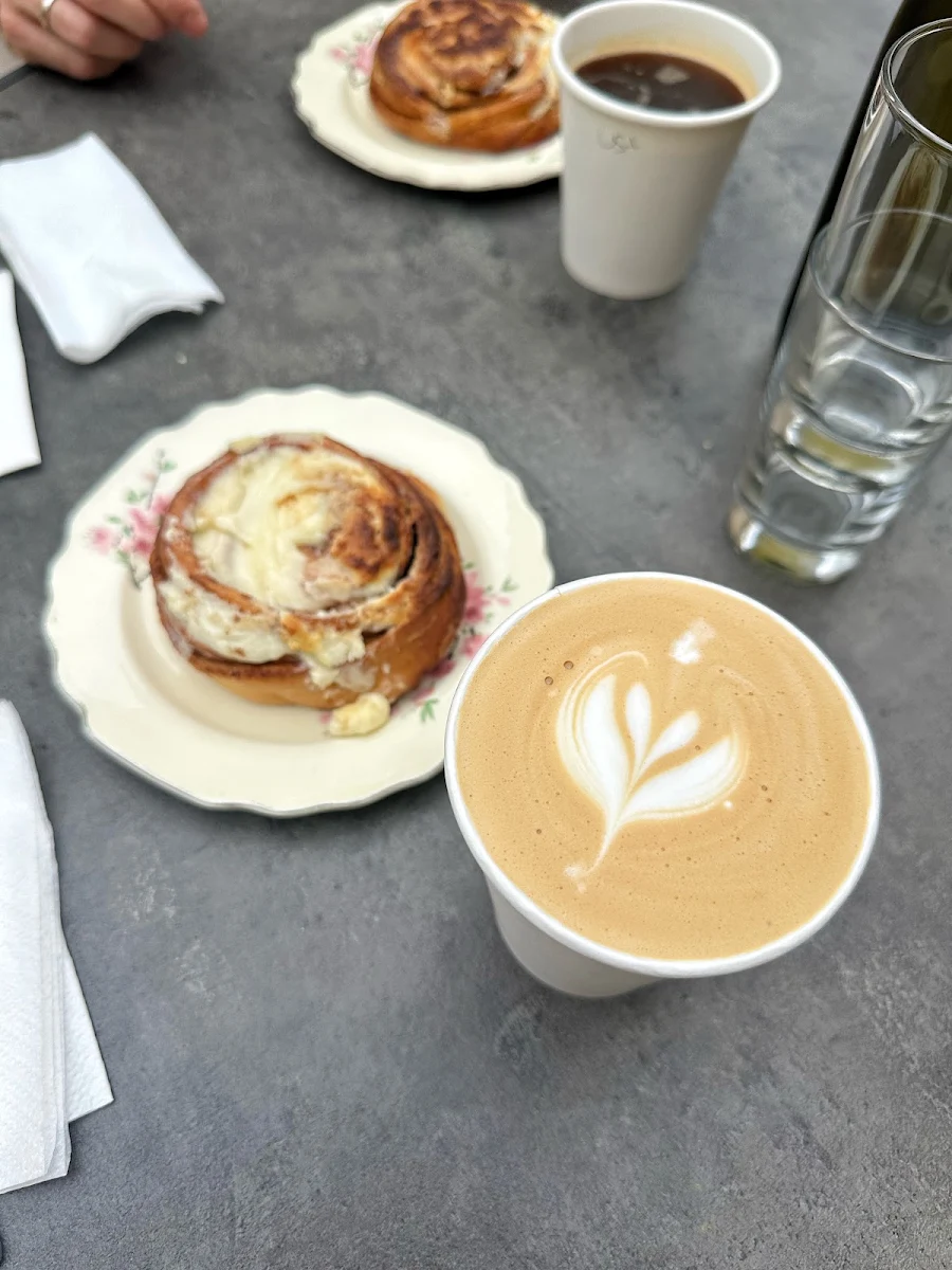 Latte with Cinnamon Roll