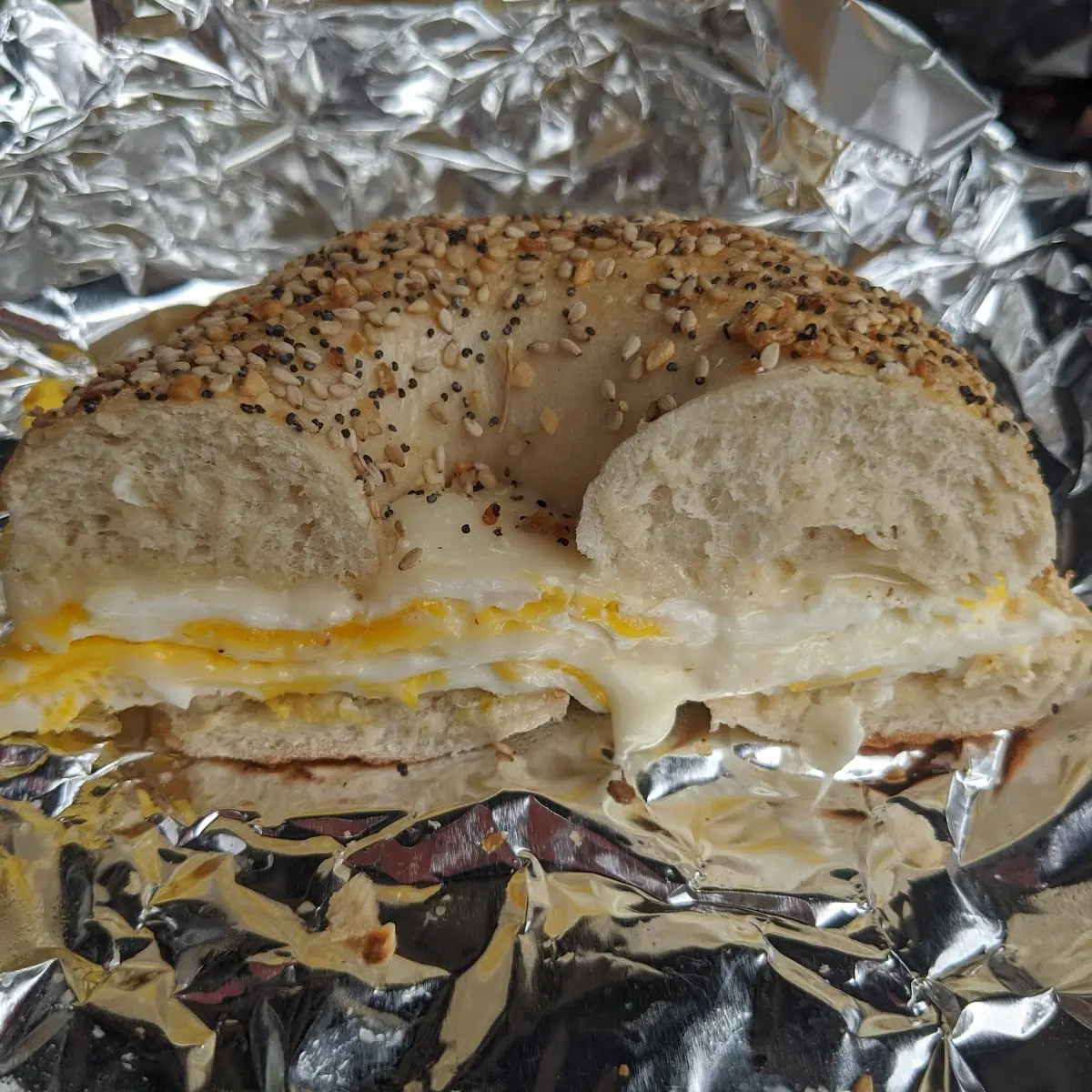 Egg and Cheese Everything Bagel
