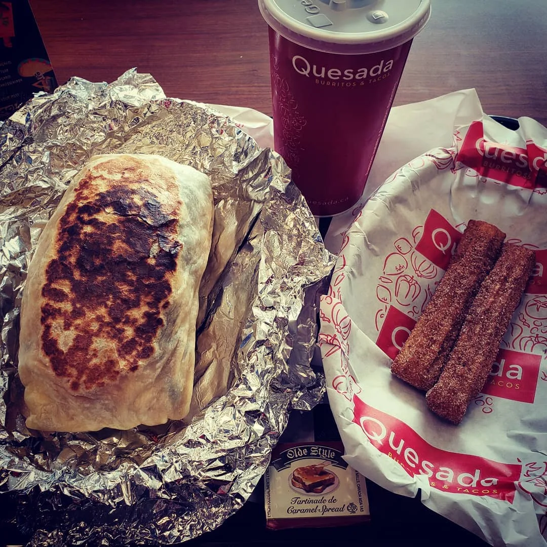 Beef Burrito with Churros, Quesada Burritos & Tacos