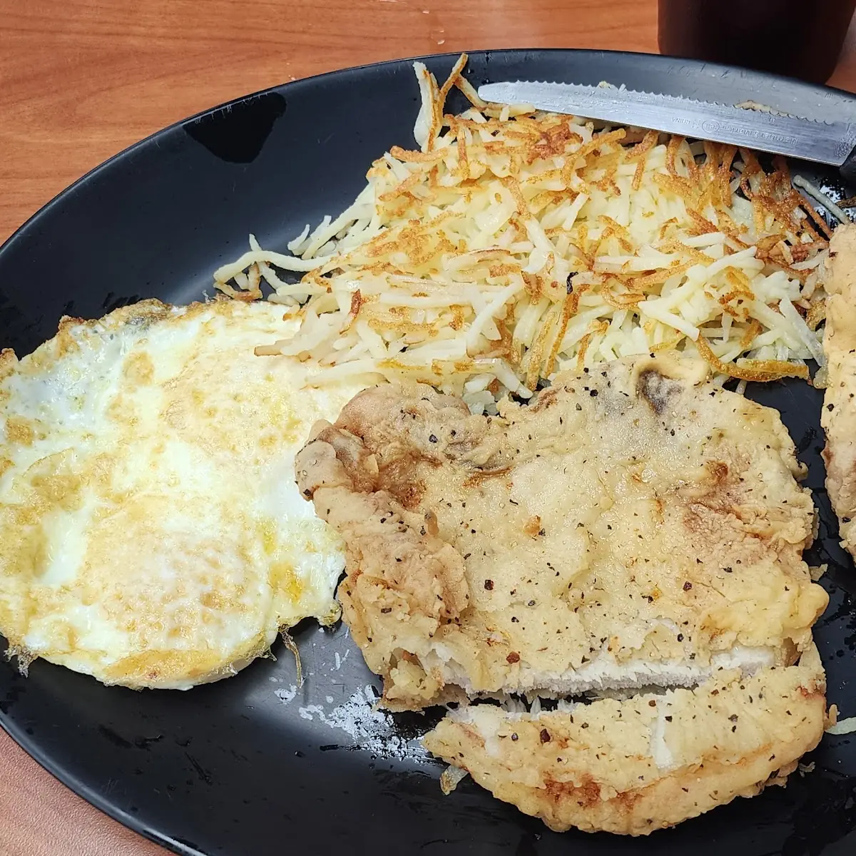 Fried Pork Chops and Eggs