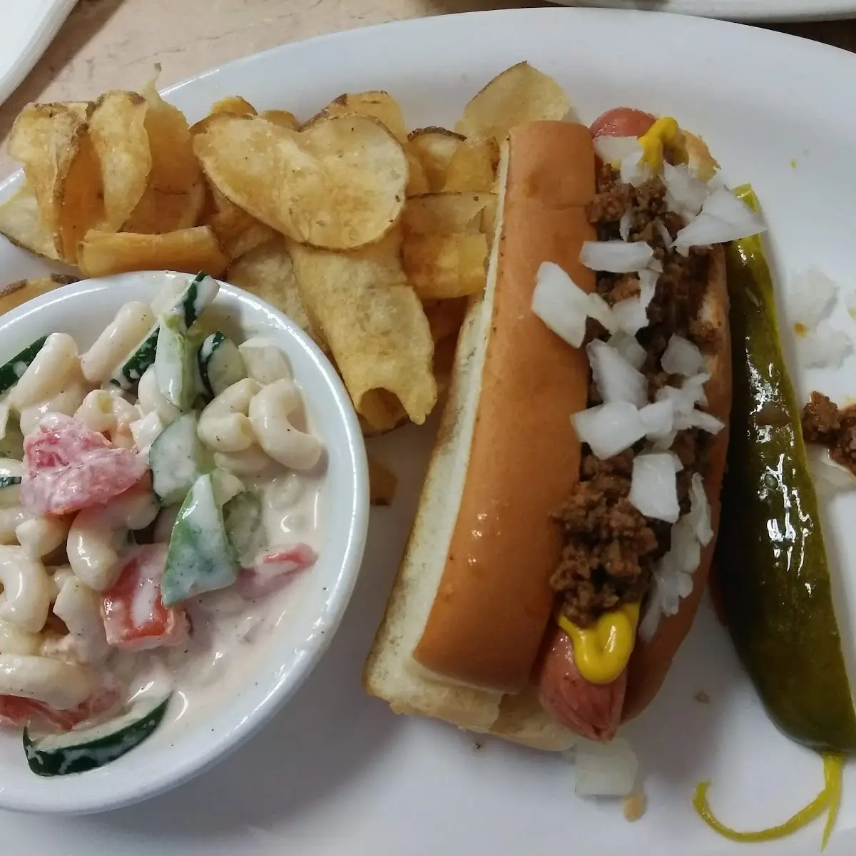Hot Dog and Macaroni Salad