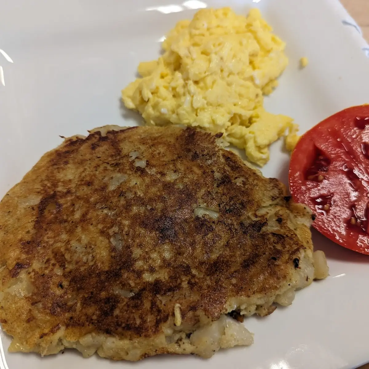 Salmon Patty Egg and Tomato