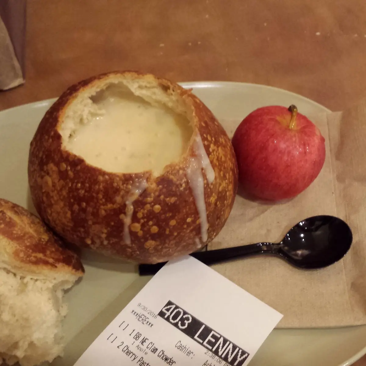 Clam Chowder Soup in a Bread Bowl