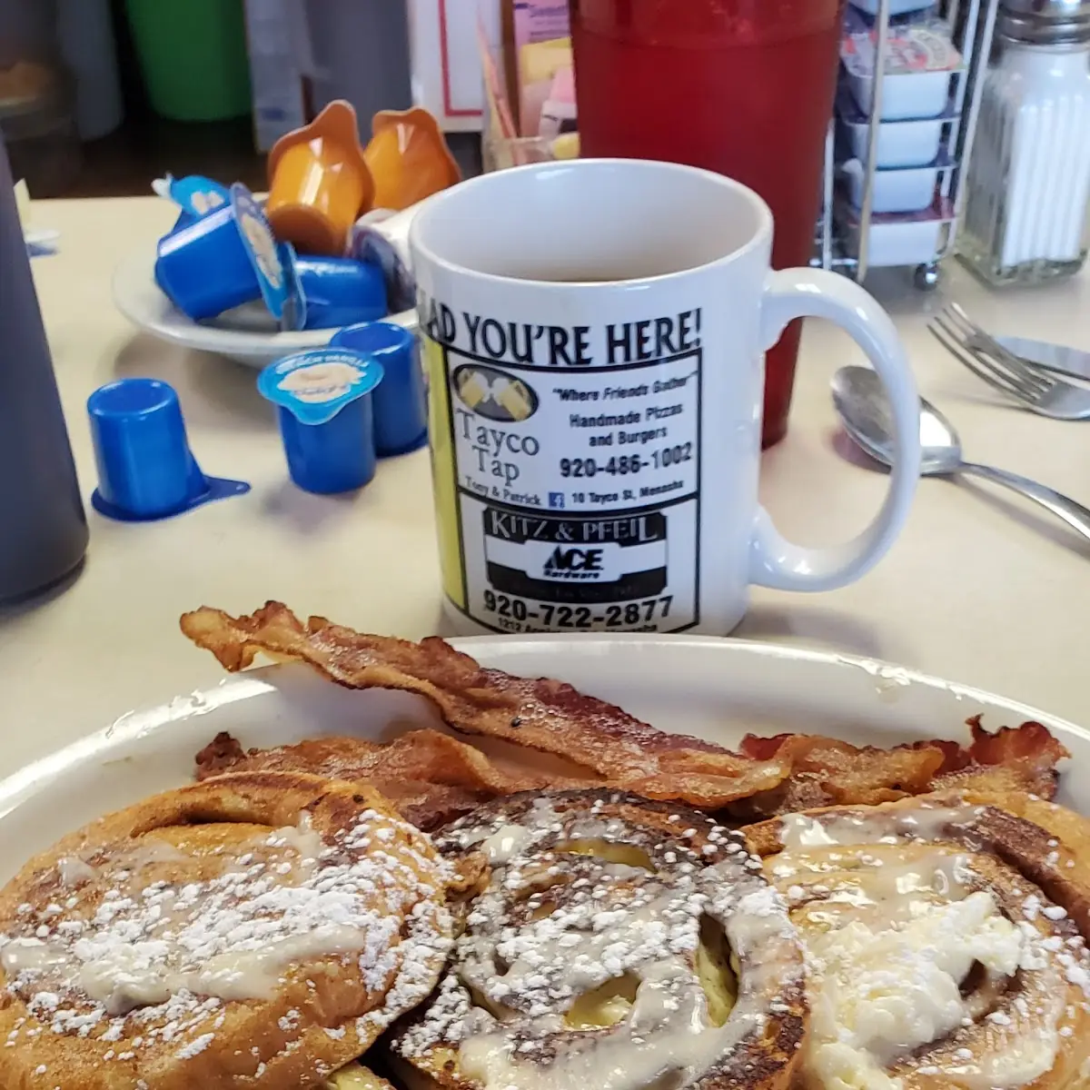 Cinnamon Roll French Toast and Bacon
