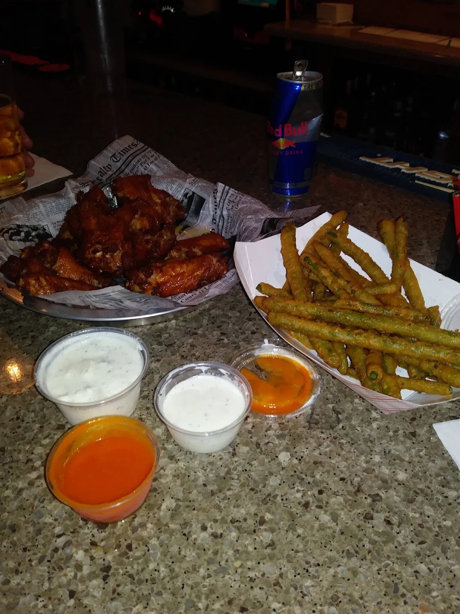 Chicken Wings and Fried Asparagus