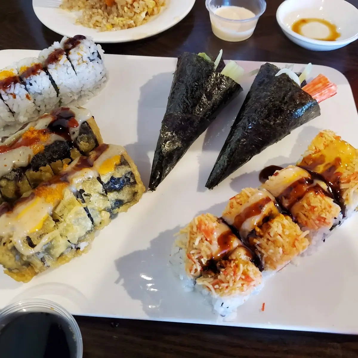 Various Sushi Rolls and Cones