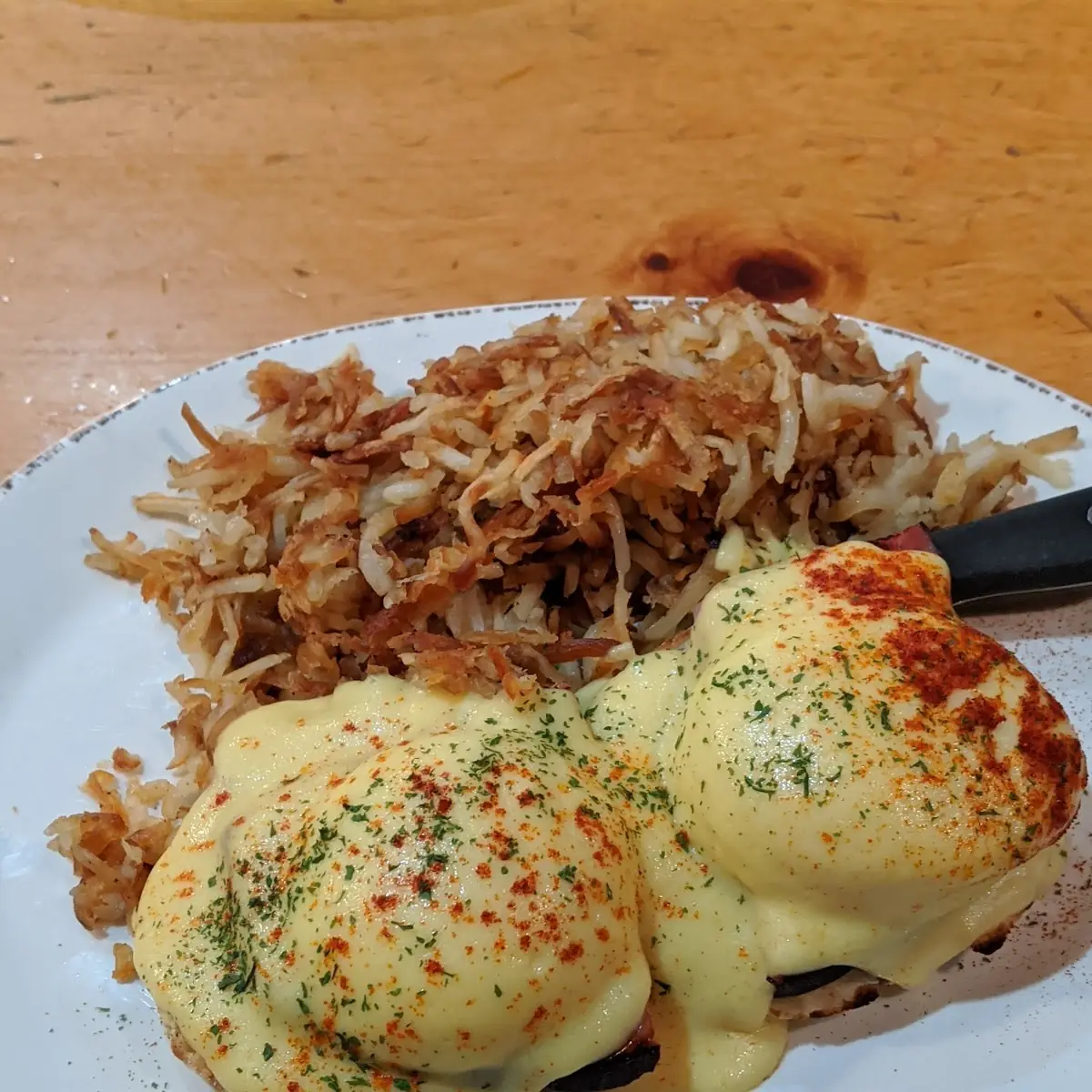 Eggs Benedict and Hash Browns