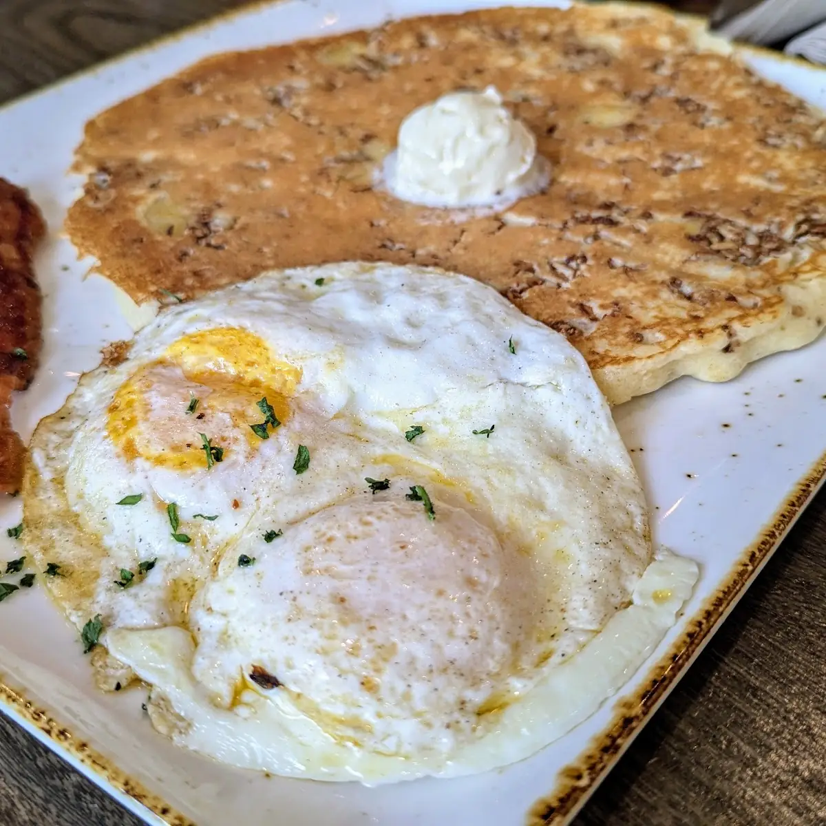 Pancake Breakfast with Bacon and Eggs
