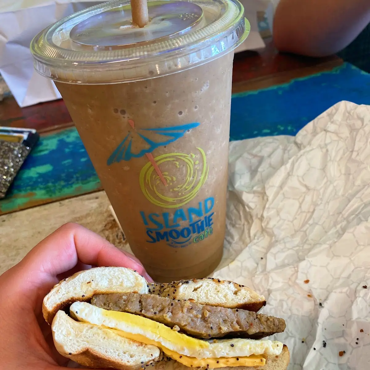 Sausage Breakfast Sandwich Cinnamon Banana Espresso Smoothie
