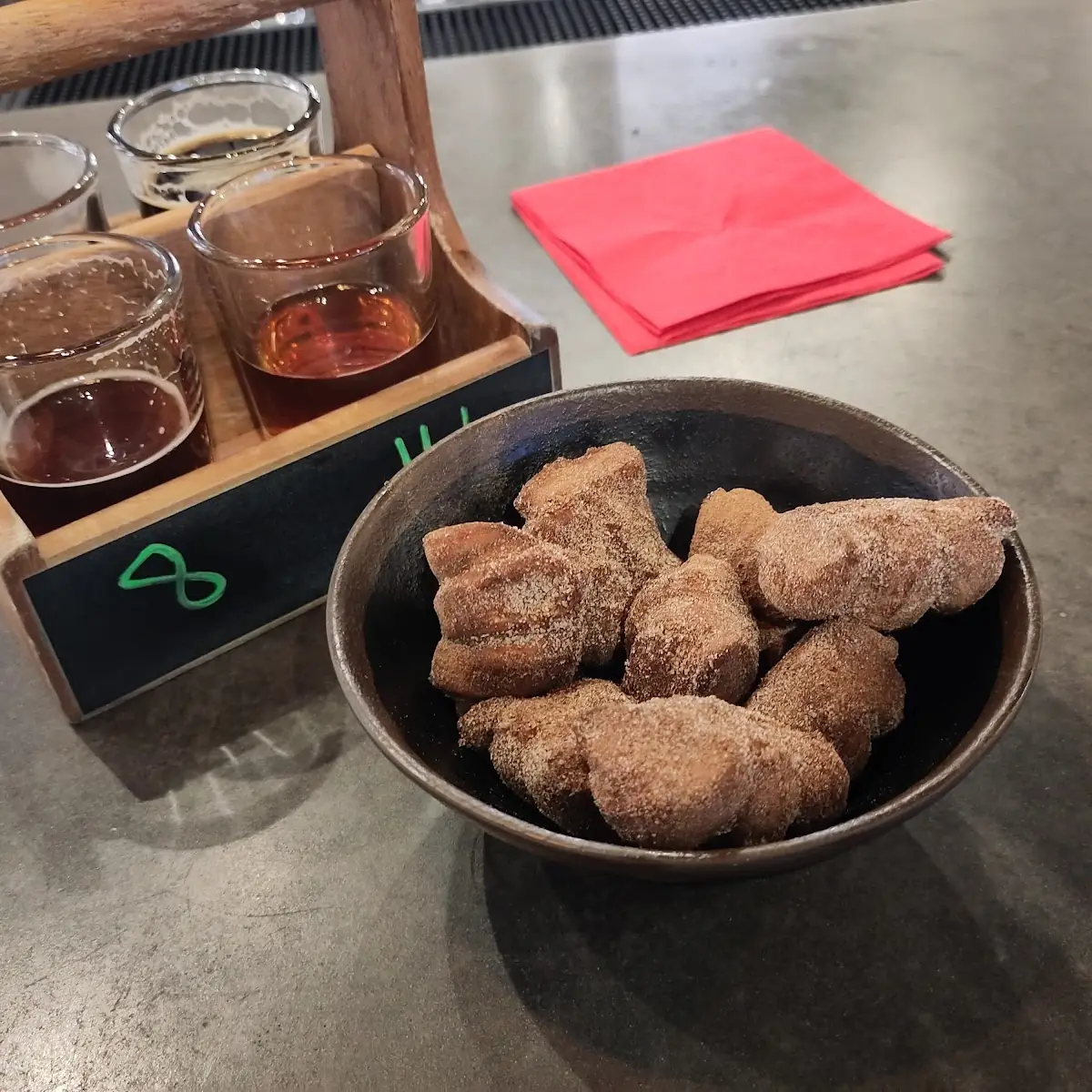 Cinnamon Pretzel Bites and Dark Beer Flight
