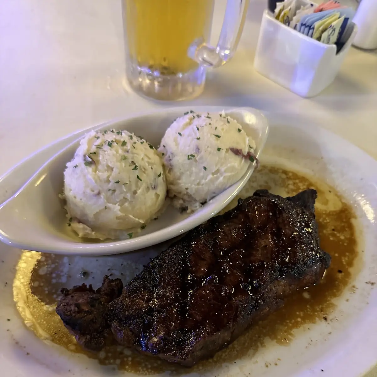 NY Strip Steak Mashed Potatoes