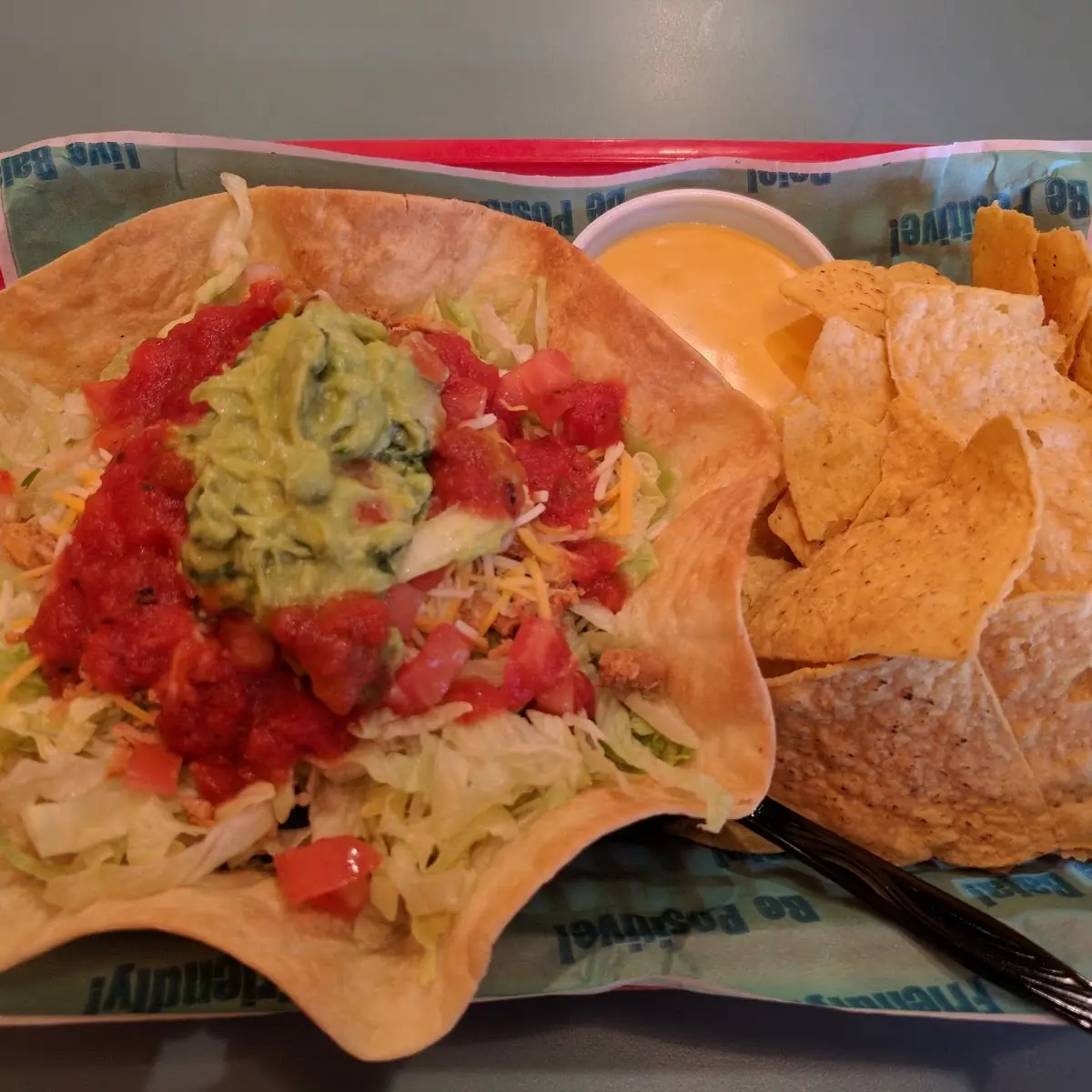 Taco Salad with Chips and Nacho Cheese