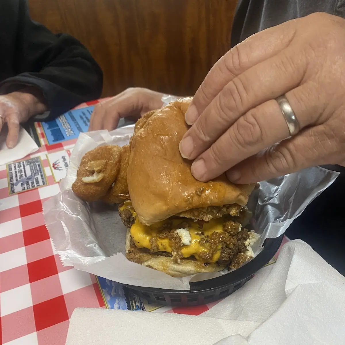 Bacon Cheeseburger with Onion Rings