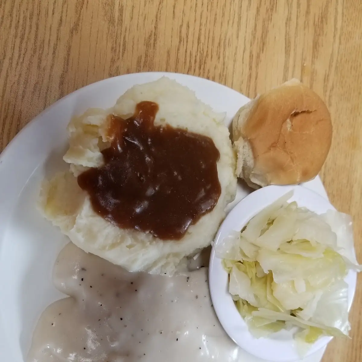 Country Fried Steak Mashed Taters Cabbage