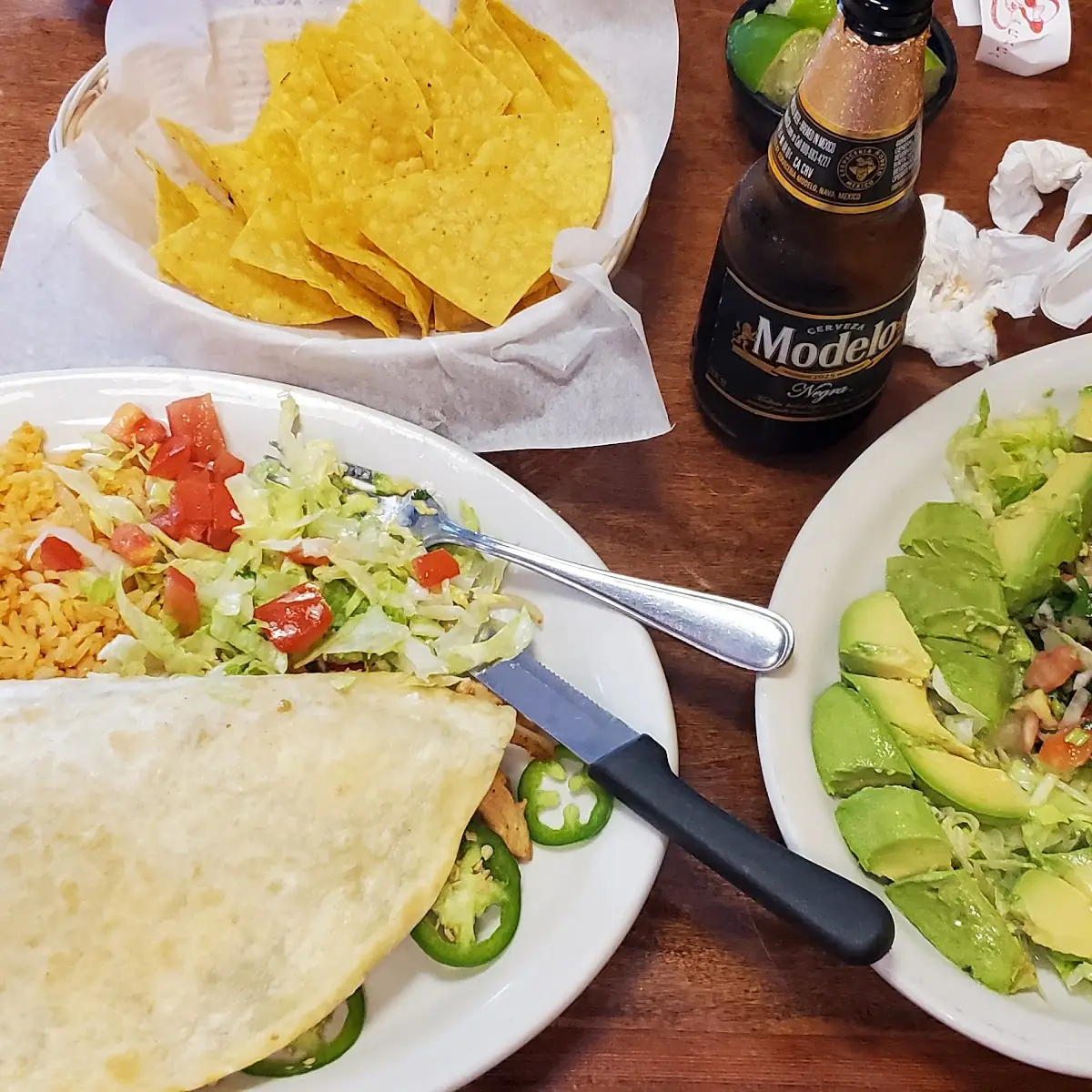 Chicken Quesadilla and Avacado Salad