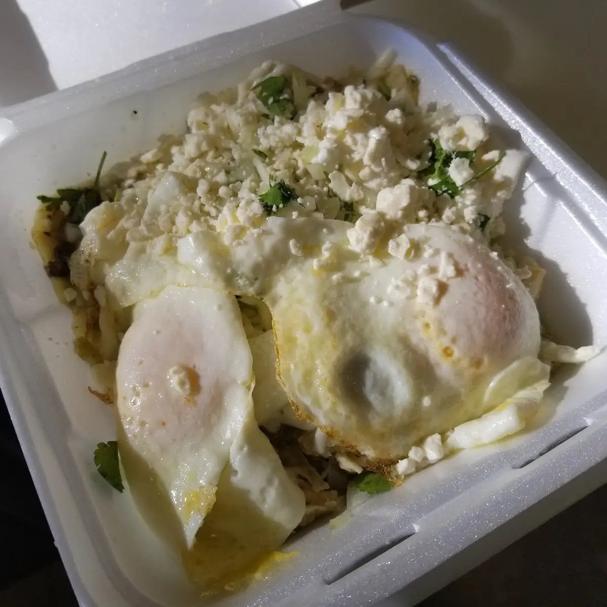 Green Chilaquiles with Fried Eggs