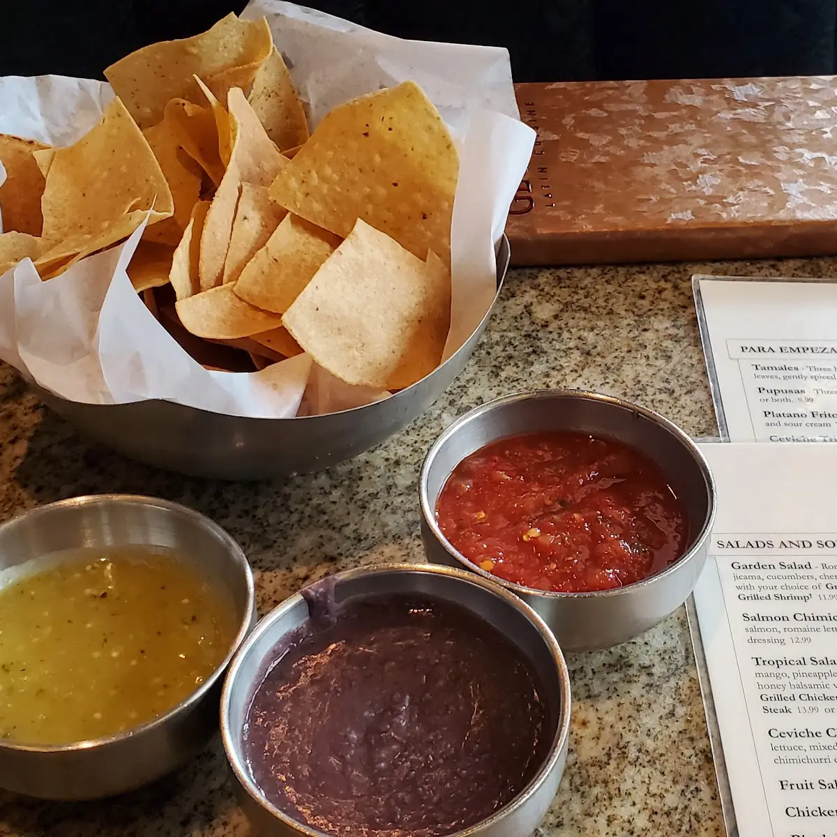 Chips Salsa and Black Beans
