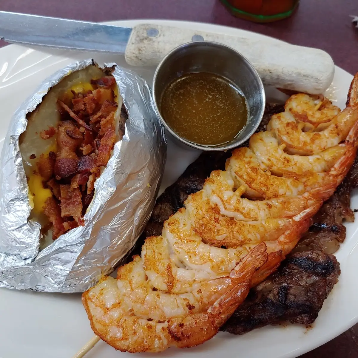 Grilled Shrimp Skewer Ribeye Thin Ribeye