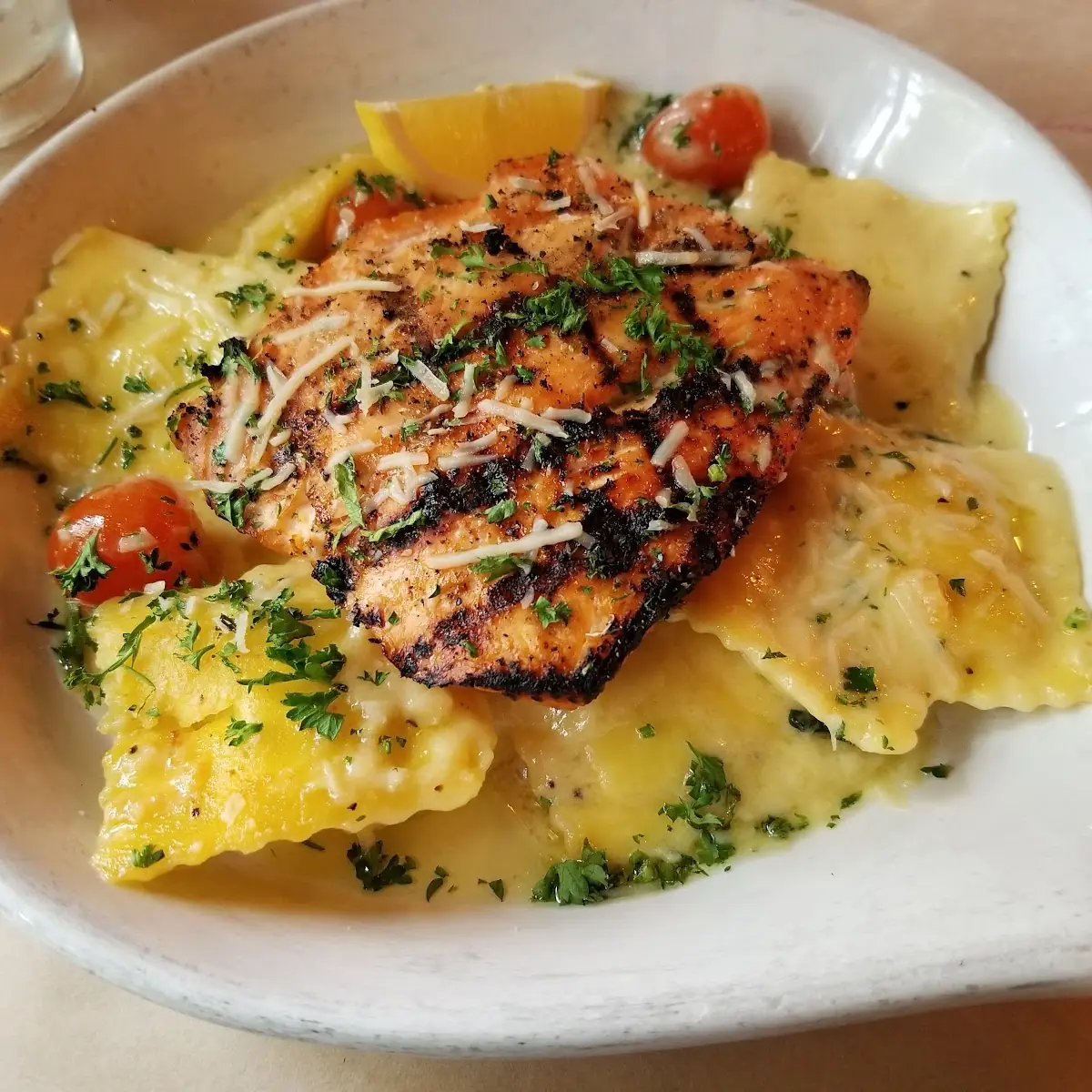 Cheese Ravioli with Salmon and Lemon Pepper