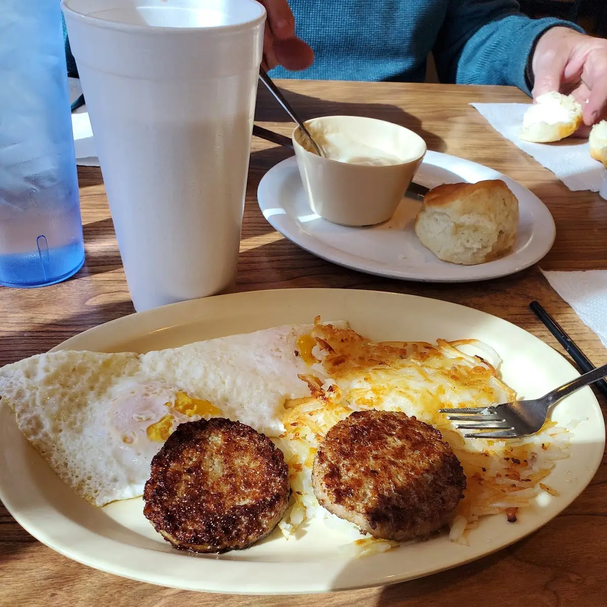 Sausage Eggs Hashbrowns Biscuits and Gravy