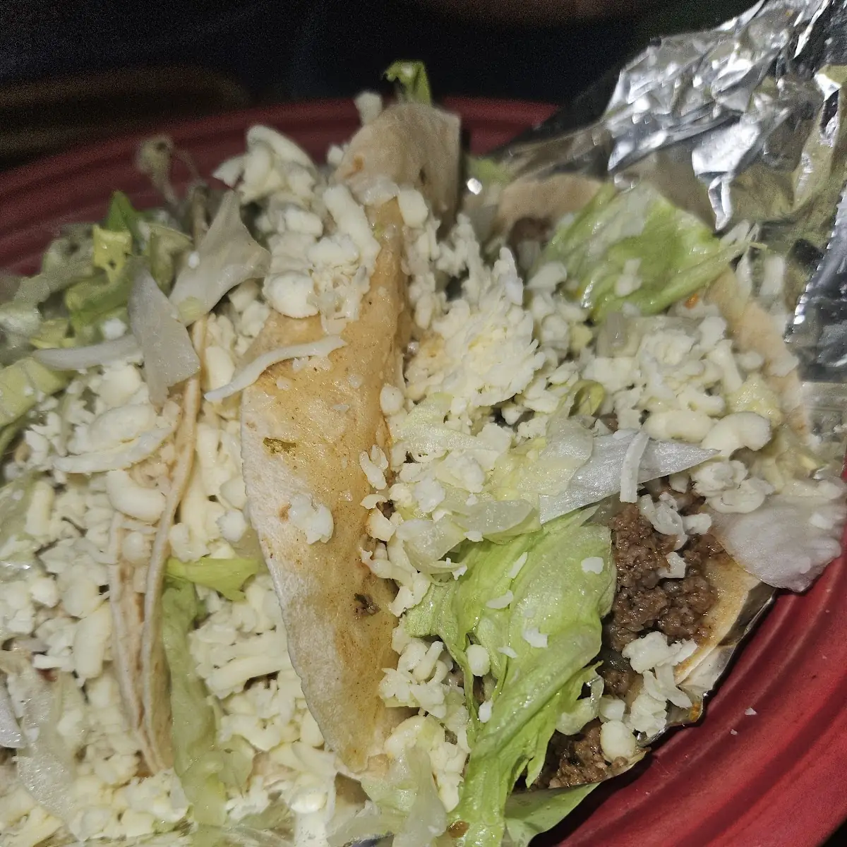 Two Shredded Chicken Soft Tacos One Ground Beef Soft Taco