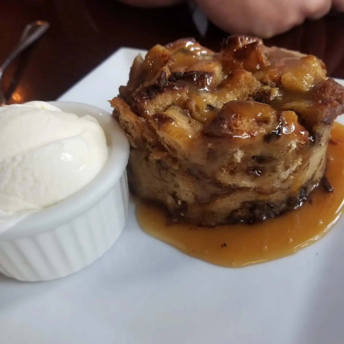 Bread Pudding with Vanilla Ice Cream Caramel