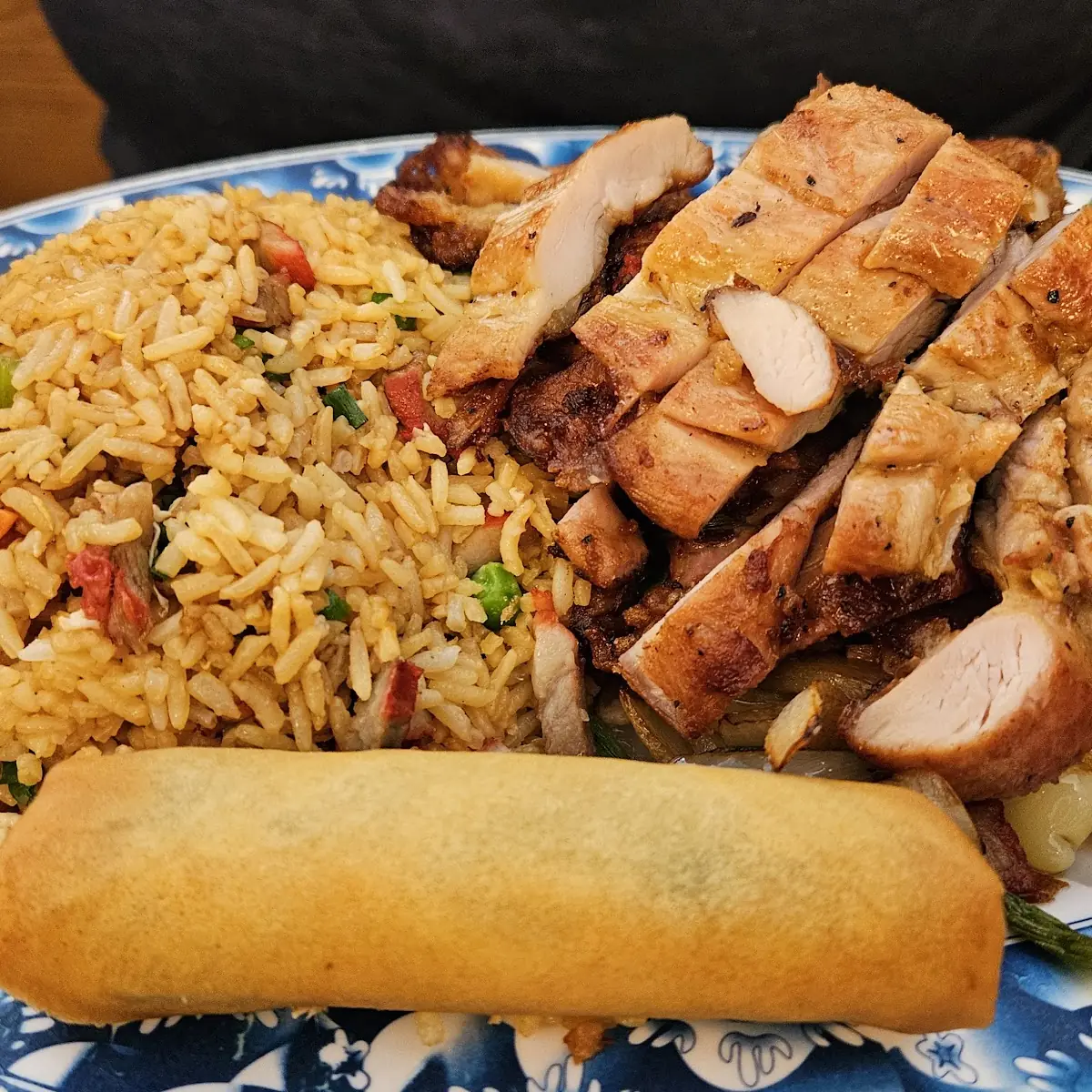 Egg Roll and Pork Fried Rice