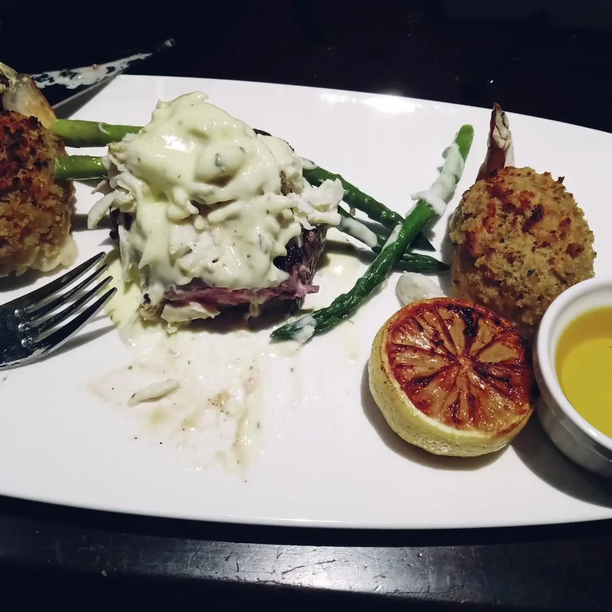 Steak Oscar with Baked Stuffed Shrimp