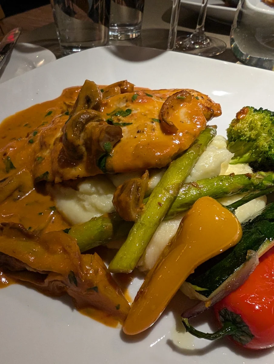 Roasted Chicken with Garlic Mashed Potatoes and Roast Vegetables, Il Forno