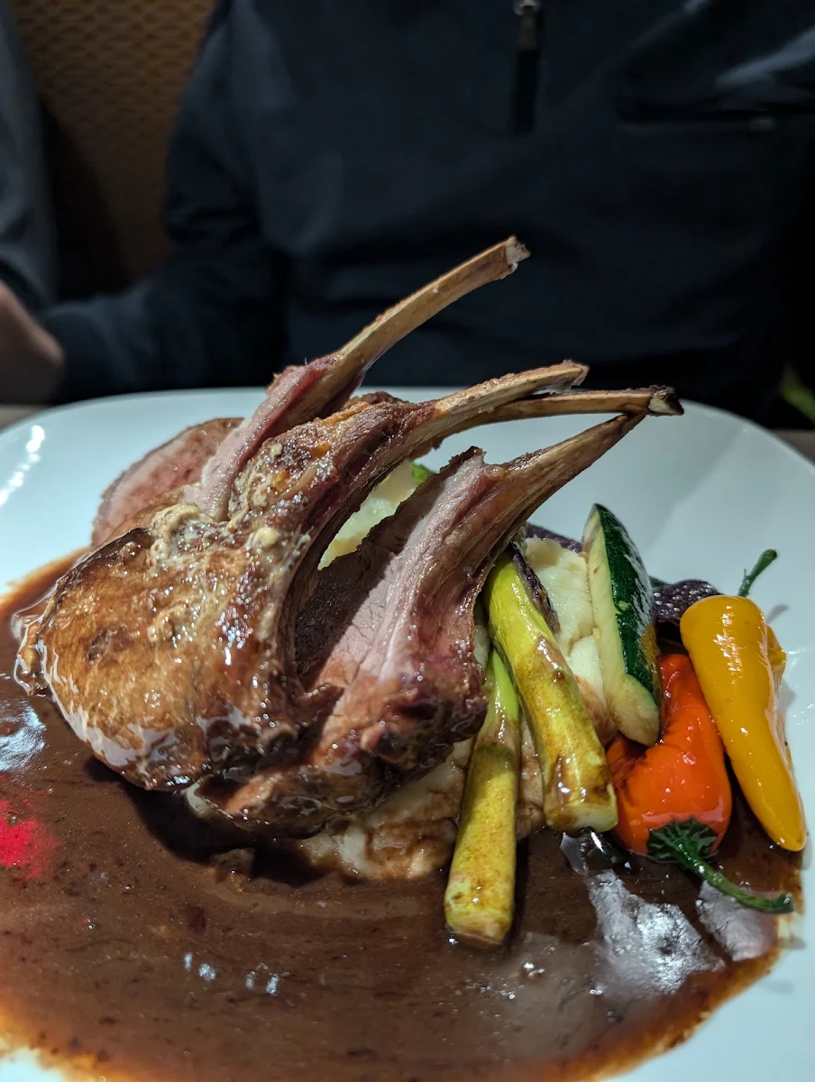 Roasted Rack of Lamb with Garlic Mashed Potatoes and Roast Vegetables, Il Forno