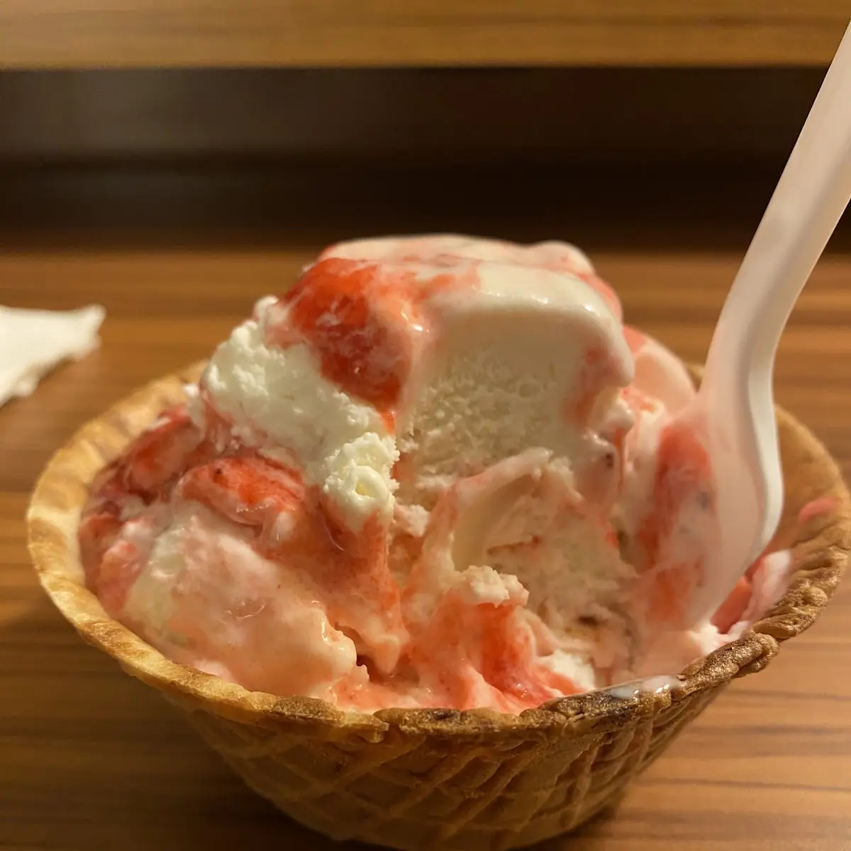 Strawberry Cheesecake Chunk in Waffle Bowl