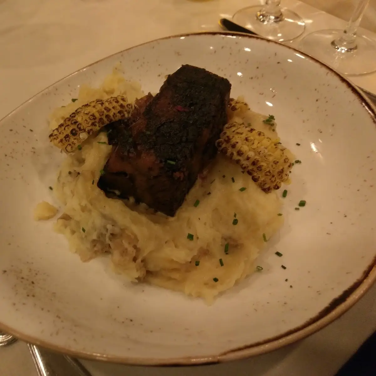 Smoke Short Rib with Mash and Grilled Corn
