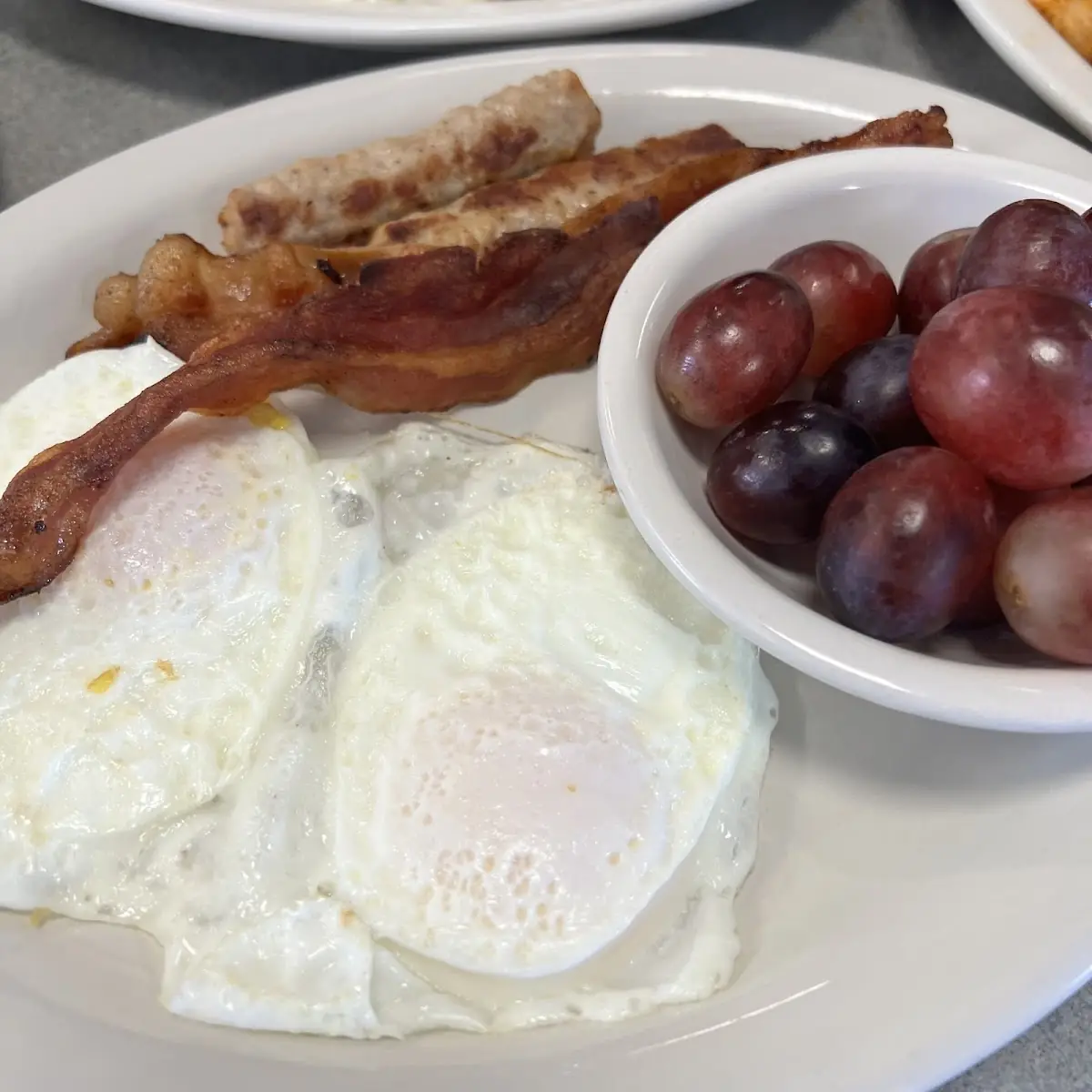 Eggs Bacon and Grapes Fruit Cup