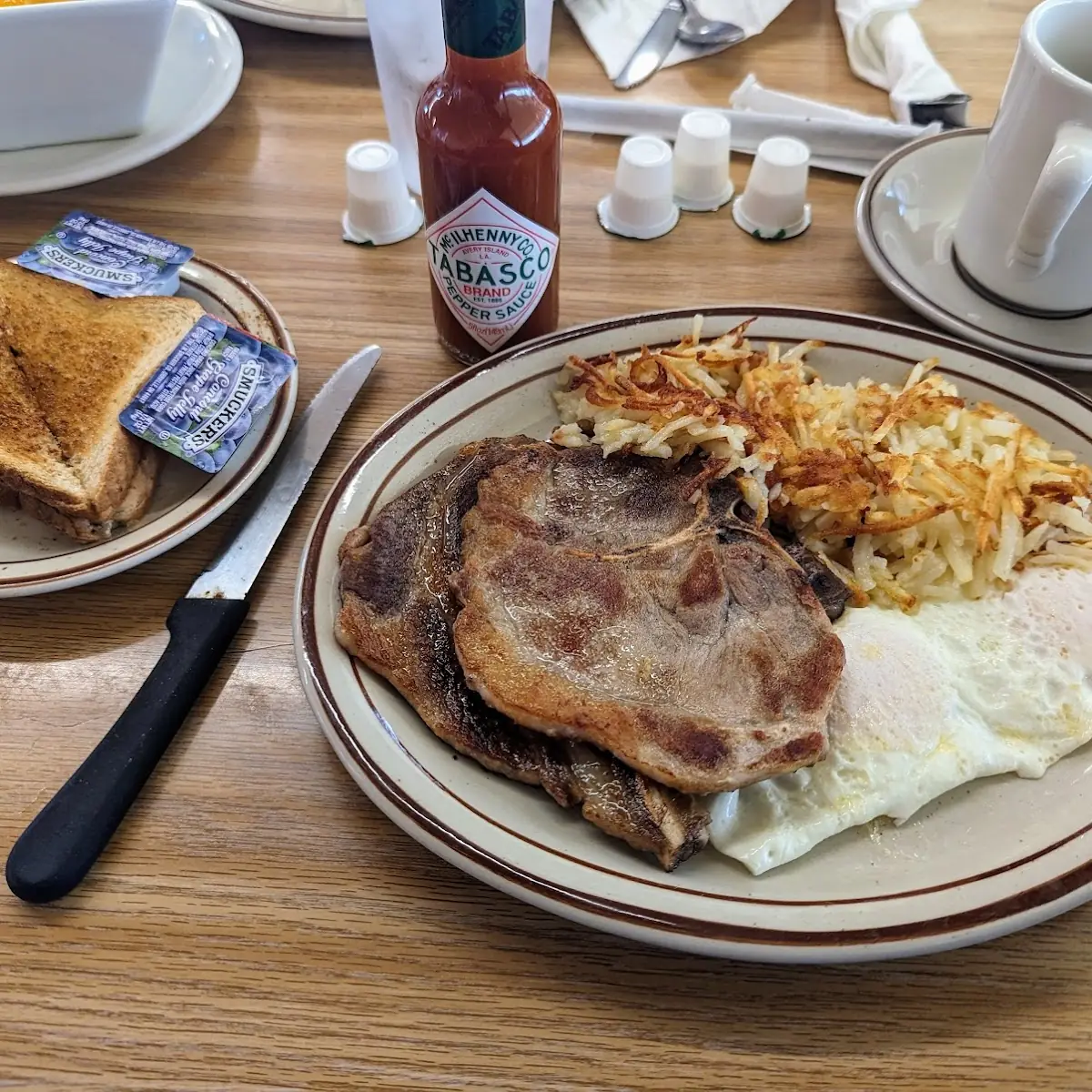 Pork Chop Egg Breakfast