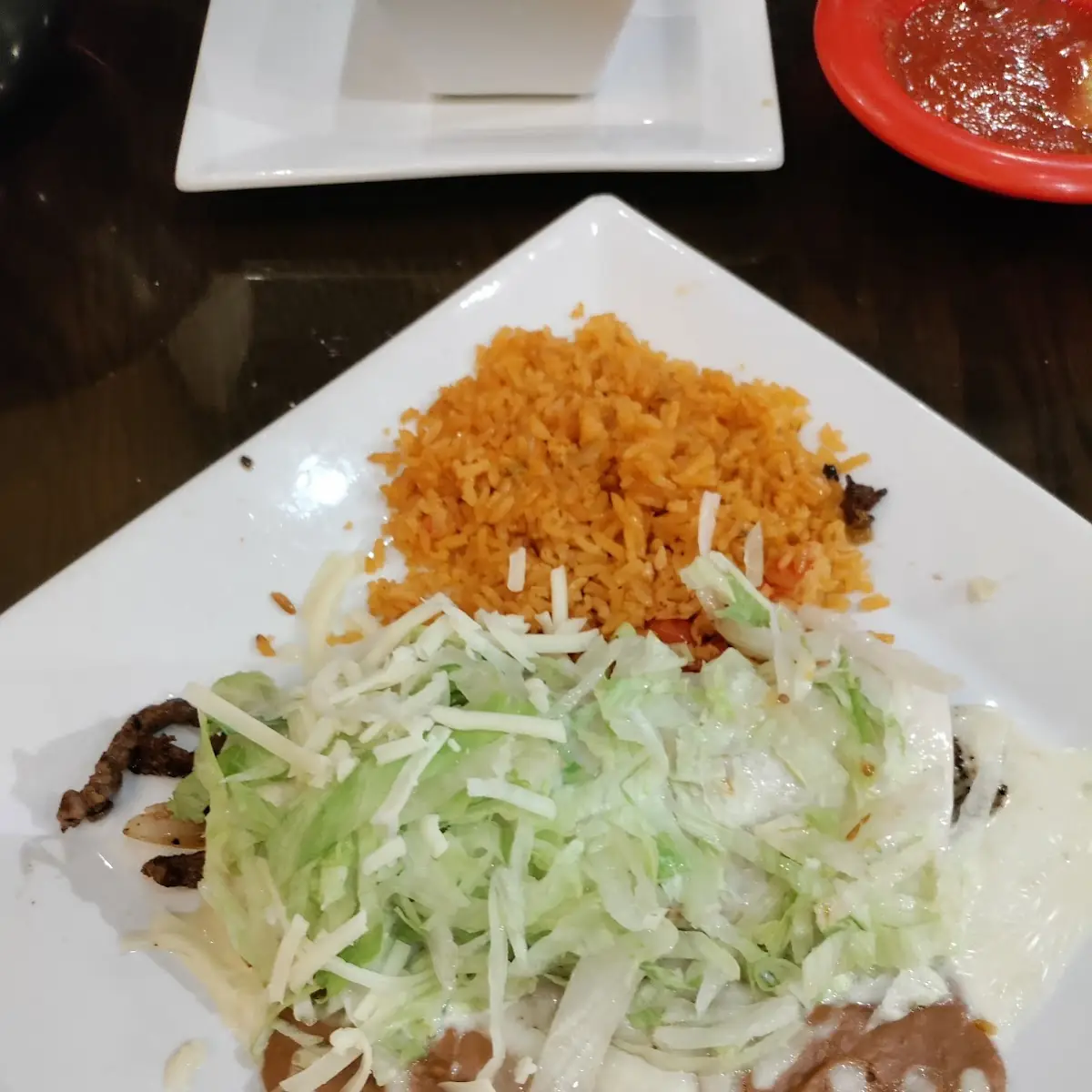 Fried Burrito Rice Beans and Guacamole