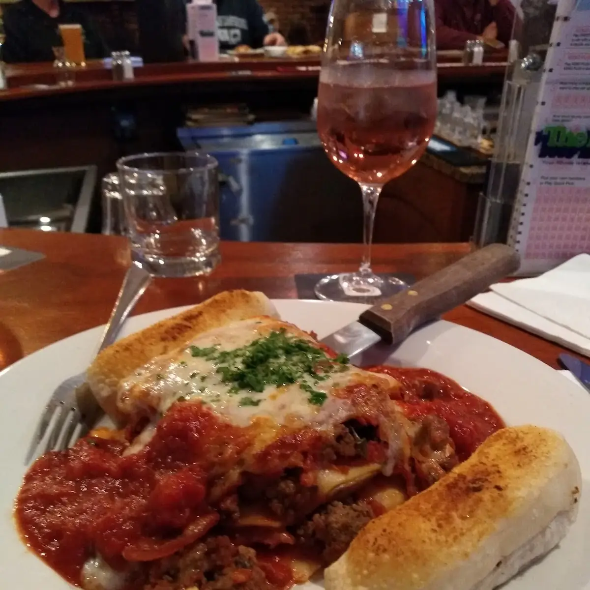 Lasagna and Garlic Bread Stick
