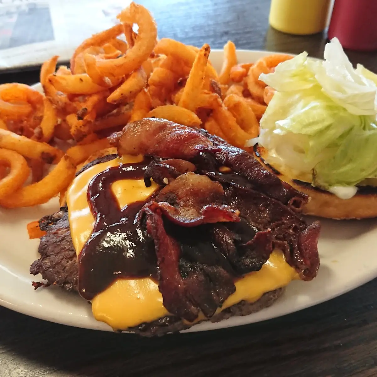 BBQ Cheeseburger and Fries