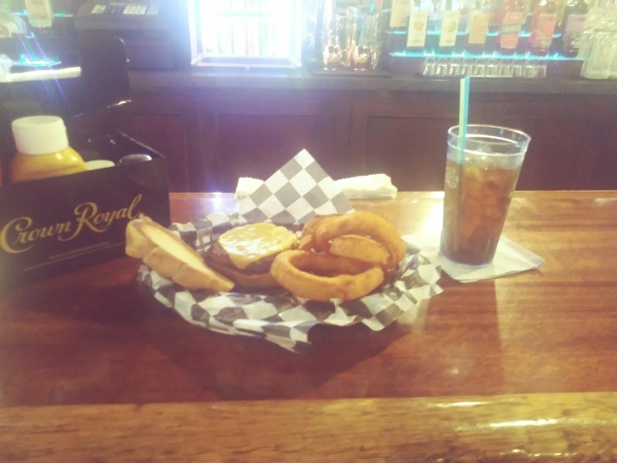 Burger and Onion Rings
